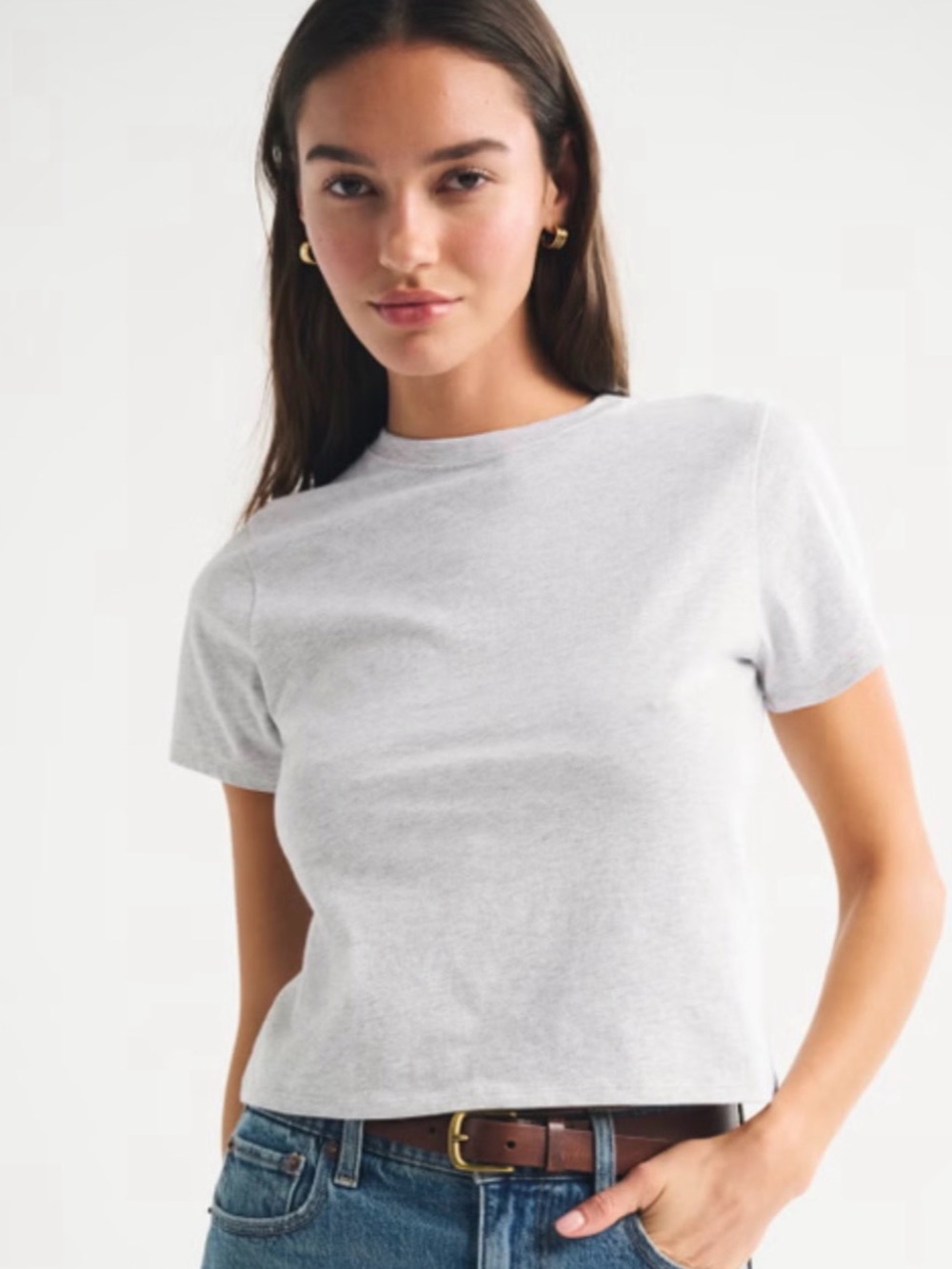Classic Crewneck Women’s Tee in Light Gray
